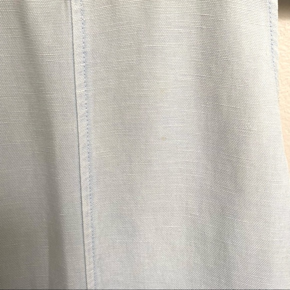 Wilfred Aritzia Trompette Linen Mini Dress Light Blue Raw Hem Pockets - Picture 11 of 12